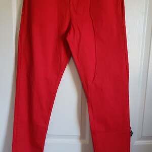 Chams Red Denim Pants Gems Sparkle 12 Women‎